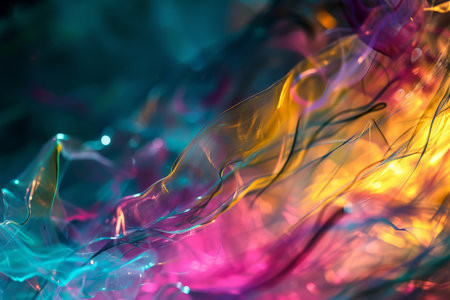 Modern abstract background, Vibrant fantasy shapes flow in blurred motion, AI generatedの素材