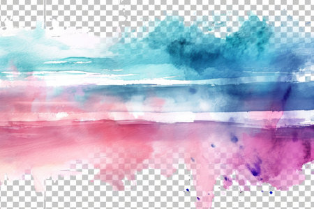 Watercolor stripe. On a transparent background AI generatedの素材