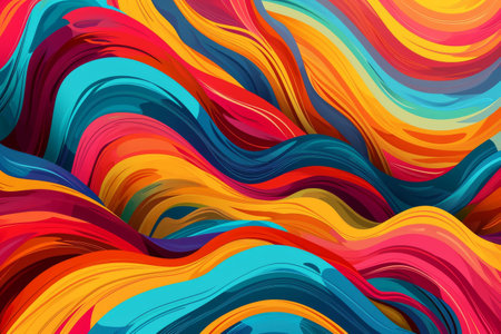 Smooth wave pattern in vibrant multi colors, Abstract multi colored backdrop with vibrant flowing wave pattern AI generatedの素材