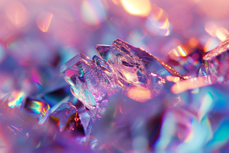 Holographic background with glass shards. Rainbow reflexes in pink and purple color. Abstract trendy pattern. Texture with magical effect AI generatedの素材