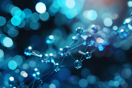 Abstract futuristic Molecules technology with polygonal shapes background digital technology dark backgroundの素材