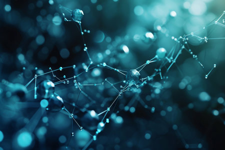 Abstract futuristic Molecules technology with polygonal shapes background digital technology dark backgroundの素材
