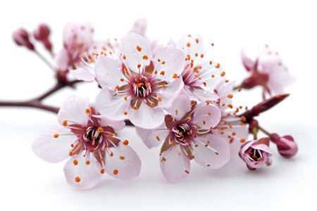 Cherry blossom flower isolated on white background, Pink cherry blossom flower petal on white background in Springの素材