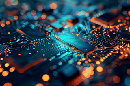 Circuit board background technology background, Abstract computer circuit board wallpaper background AI generatedの素材