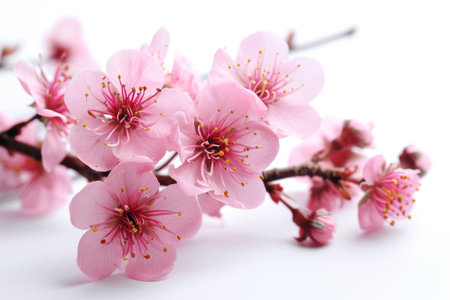 Cherry blossom flower isolated on white background, Pink cherry blossom flower petal on white background in Springの素材