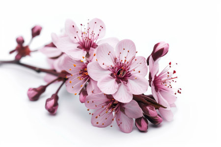 Cherry blossom flower isolated on white background, Pink cherry blossom flower petal on white background in Springの素材