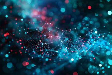 Abstract futuristic Molecules technology with polygonal shapes background digital technology dark backgroundの素材