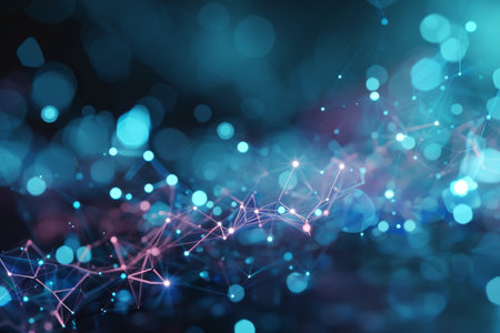 Abstract futuristic Molecules technology with polygonal shapes background digital technology dark backgroundの素材