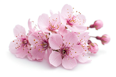 Cherry blossom flower isolated on white background, Pink cherry blossom flower petal on white background in Springの素材