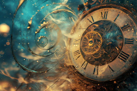 Time machine indulged in the world of unknown AI generatedの素材