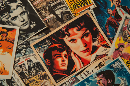 Iconic retro movie posters gathered in a collage AI generatedの素材