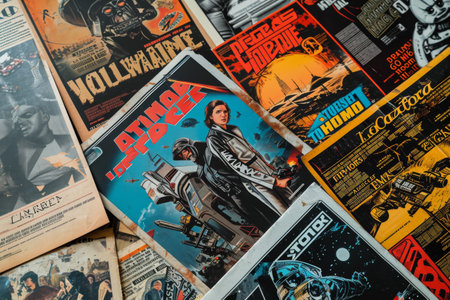 Iconic retro movie posters gathered in a collage AI generatedの素材