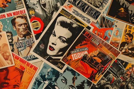 Iconic retro movie posters gathered in a collage AI generatedの素材