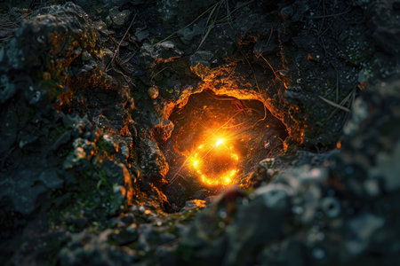 A pulsating glow emanating from a mysterious source AI generatedの素材