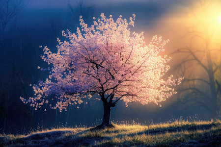Cherry blossom tree in springtime AI generatedの素材