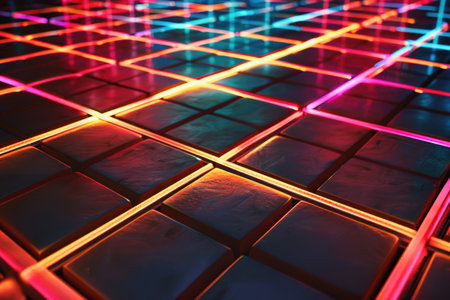 Glowing geometric grid AI generatedの素材