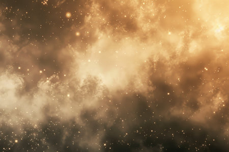 Hazy clouds of glowing mist floating in space AI generatedの素材