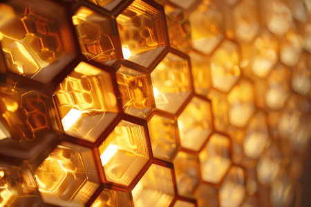 Incandescent honeycomb design AI generatedの素材