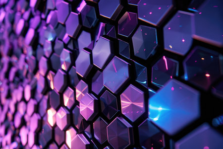 Luminous hexagon background AI generatedの素材