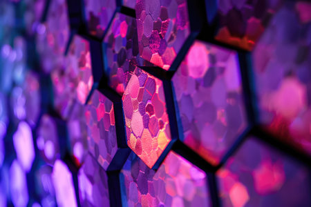 Luminous hexagon background AI generatedの素材