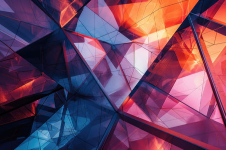 Radiant polygon structure, AI generatedの素材