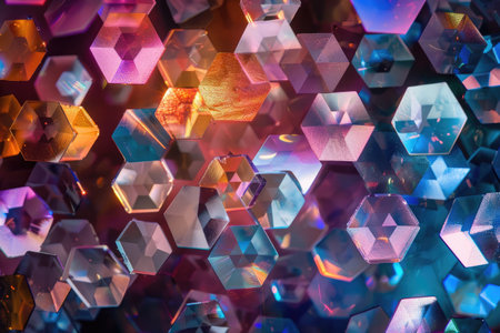 Shimmering hexagon composition AI generatedの素材