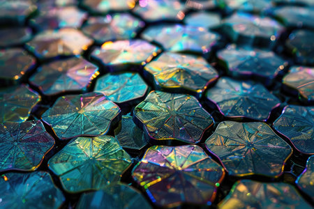 Shimmering hexagon composition AI generatedの素材