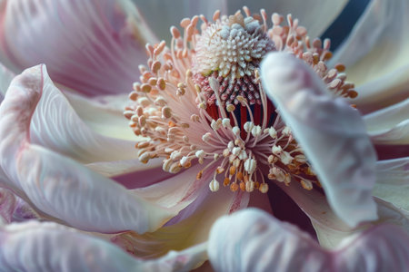 The intricate design of a flower's center captured up close AI generatedの素材