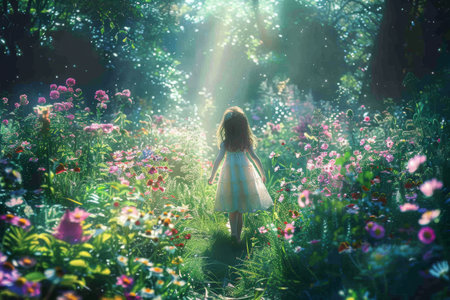 A magical garden full of birthday wishes blooming Ai generatedの素材