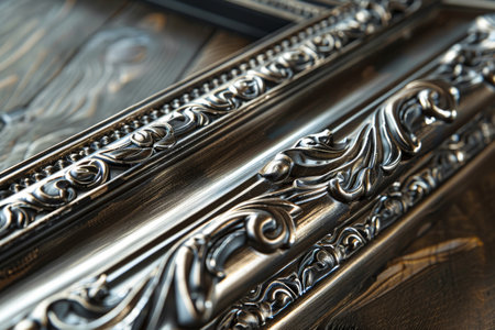 A frame with a metallic sheen, such as silver or bronze, AI generatedの素材