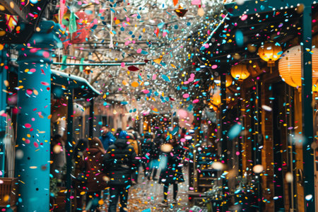 Confetti falling like rain in a festive setting --ar 3:2 Job ID: 5f96f842-65c2-4af3-b108-6a503304c8a3の素材
