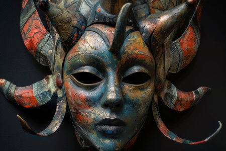 A mask that evokes a sense of wonder and awe --ar 3:2 Job ID: 48f6e40a-0fd6-4299-b5f5-dd2b927b8ff5の素材