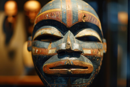 A mask that reflects the cultural heritage of a specific region --ar 3:2 Job ID: 1df9d377-cd14-440f-a483-5f4e5d8e2521の素材