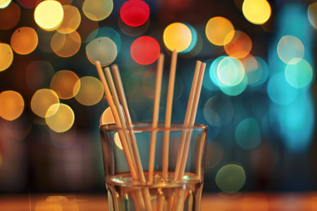 Biodegradable bamboo cocktail picks with bokeh effect --ar 3:2 Job ID: 1e83e8db-72a1-433e-af0a-70b4f3e96540の素材