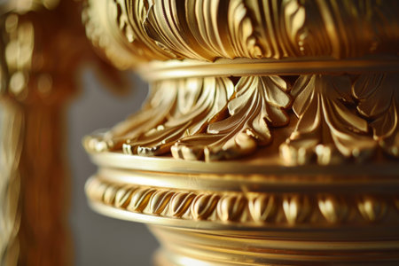 The craftsmanship of a golden trophy in close-up detail. --ar 3:2 Job ID: 70467849-f65c-4f98-b16c-cac0aeb6e87eの素材
