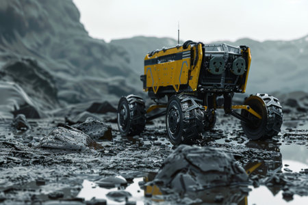 A robotic vehicle performing autonomous missions in hazardous environments. --ar 3:2 Job ID: 5073c061-5e3a-4246-a121-26f9e3821baeの素材