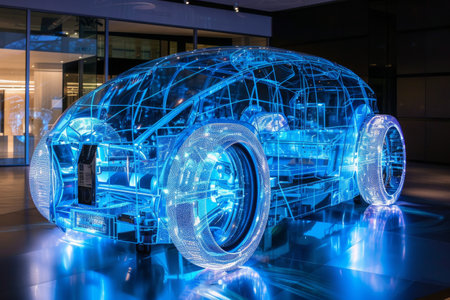 A transparent vehicle utilizing advanced materials for maximum visibility. --ar 3:2 Job ID: f58de12d-42be-4b82-b963-2a73d8a586cdの素材