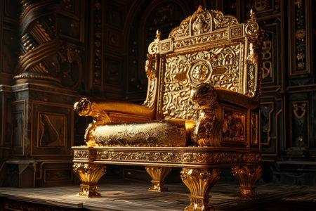 Majestic throne with a golden finish --ar 3:2 Job ID: 3a0acd0c-f677-43fa-9a39-aa7848978b6fの素材