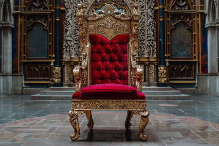 Regal throne with a velvet seat --ar 3:2 Job ID: 8fd795b6-ab50-4428-bb3e-a219276a5e19の素材