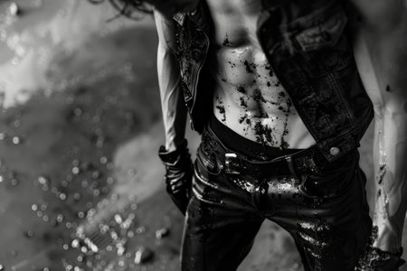 The smell of sweat and leather permeating the air, AI generatedの素材