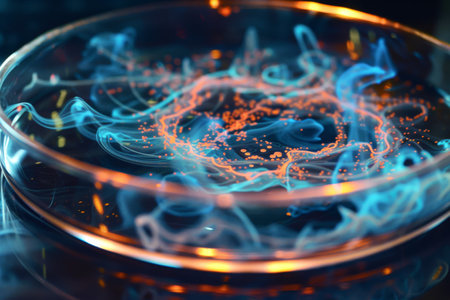 The mesmerizing movements of bacteria on a petri dish --ar 3:2 Job ID: a66d68c1-7f2d-4377-a6ad-cad886d05af6の素材