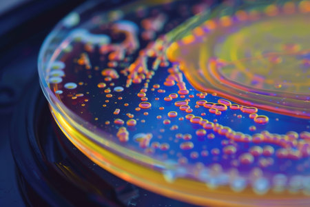 The mesmerizing movements of bacteria on a petri dish --ar 3:2 Job ID: 2c77d82d-b08e-4819-8834-bce1cc30607fの素材