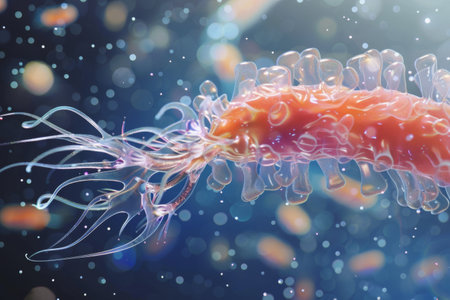 The microscopic ballet of bacterial flagella --ar 3:2 Job ID: 660f3b0c-eb40-485c-8814-ebde1e28f77eの素材