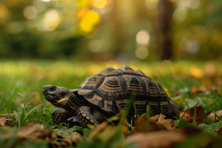 A friendly tortoise plodding along at its own pace AI generatedの素材