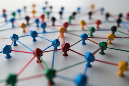 Grid-like arrangement of interconnected nodes and links --ar 3:2 Job ID: 602ee831-2391-4af2-af01-a45f383f8effの素材