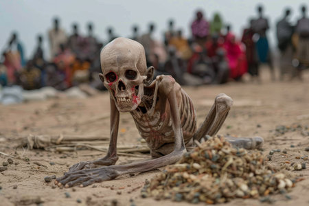 The deep scars left by prolonged periods of famine AI generatedの素材