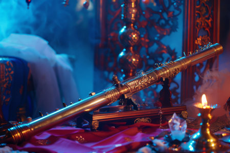 A celestial shehnai producing celestial melodies AI generatedの素材