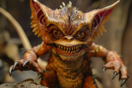 A gremlin with sharp teeth and clawed hands AI generatedの素材