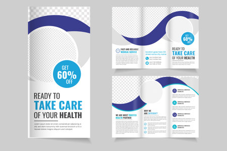 professional medical hospital health care service trifold brochureのイラスト素材