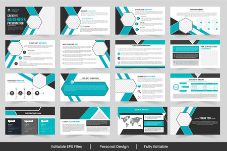 Business minimal slides presentation template, blue corporate business presentation project proposal template, Creative project strategy layoutのイラスト素材